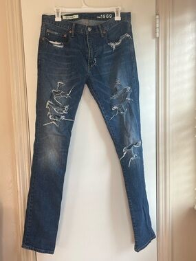 GAP 1969 Skinny Distressed Blue Jeans